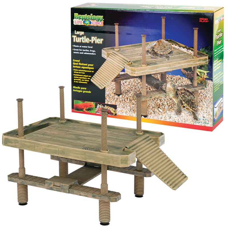 Penn Plax Penn-Plax Reptology Aquatic Turtle Pier and Basking Platform | Floating Above Tank | Decorative, Functional, and Naturally Inspired for Aquariums and Terrariums | Large Size (REP603) - Image 1